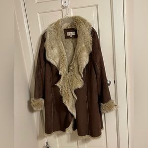 Donna Salyers Fabulous Furs Faux Suede and Fur Coat